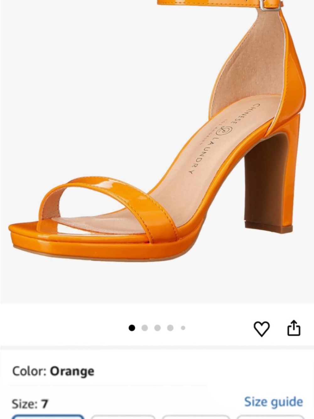 Chinese Laundry Orange Patent Block Heel Sandal with Ankle Strap